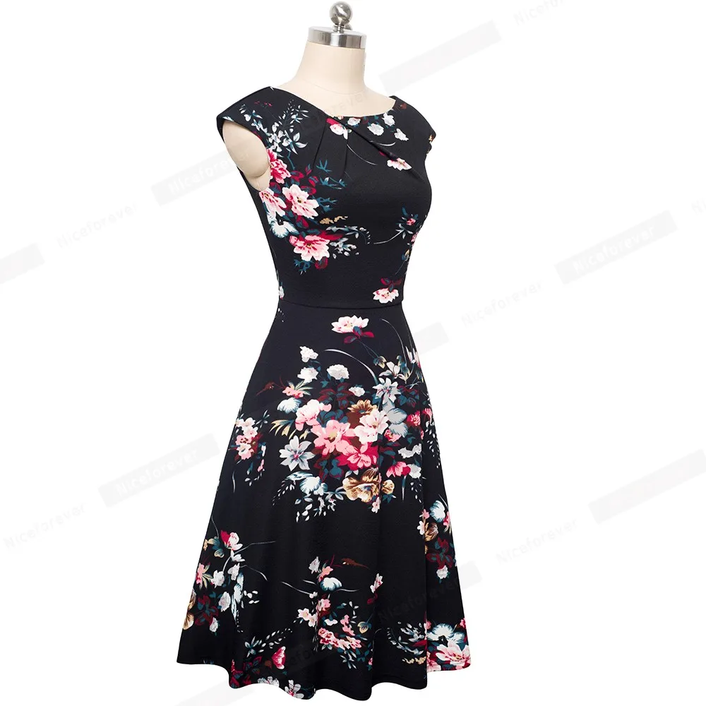 Элегантные вечерние платья в винтажном стиле с цветочным принтом, платье трапециевидной формы с рукавом-крылышком для женщин btyA067