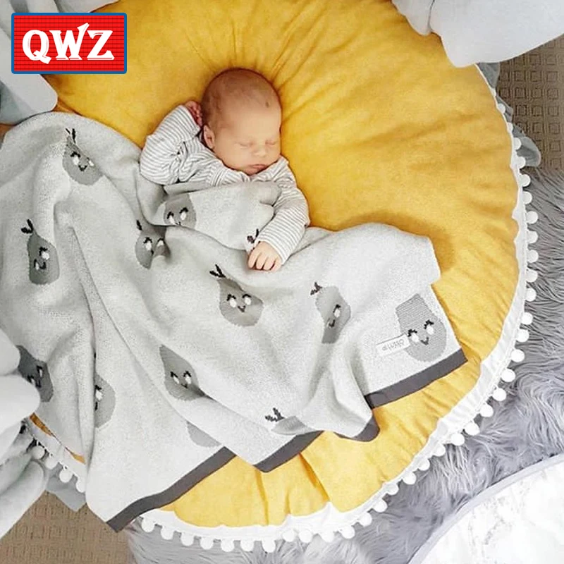 

QWZ Cute Newborn Baby Blanket Cotton Thickened Children Carpet Soft Kids Round Play Mat Children's Room Decoration For Baby Gift