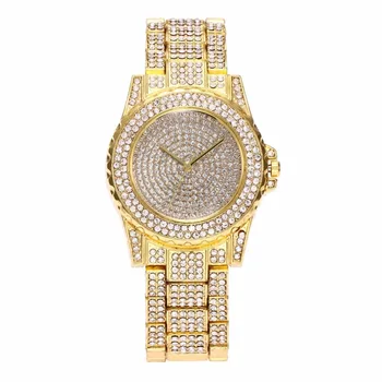 

Luxury Design Full of Shiny Rhinestone Quartz Movement Wrist Watches Steel Watchband Elegant Lady Female Watches Valentine Gifts