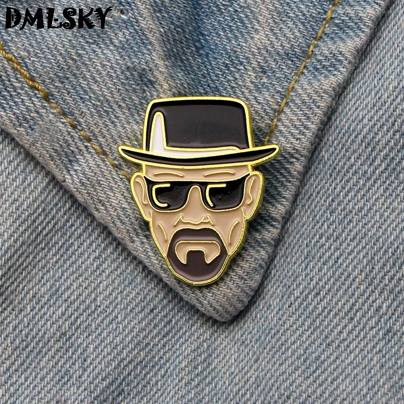 DMLSKY 20 шт./лот Breaking Bad металлические броши эмаль контакты Мужская булавка для лацкана рубашка брошь на рюкзак бижутерия M3176