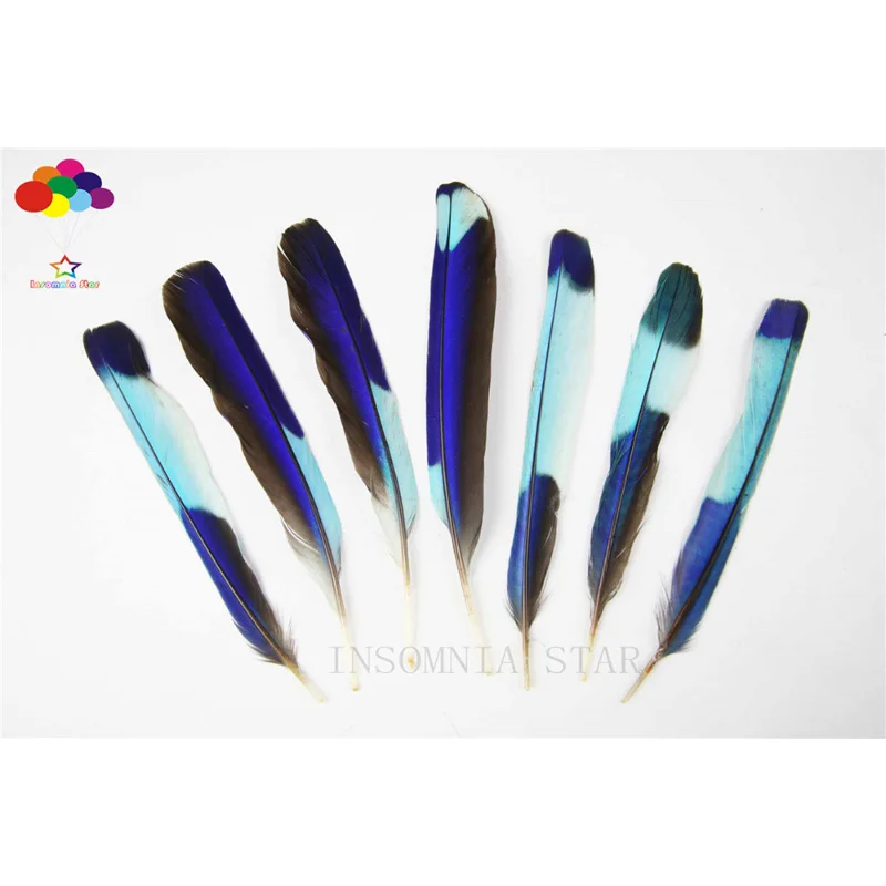 

100pcs 100% natural premium goose feather 10-15cm/4-6inch sapphire-sky blue tail beautiful for Diy costume mask headdress