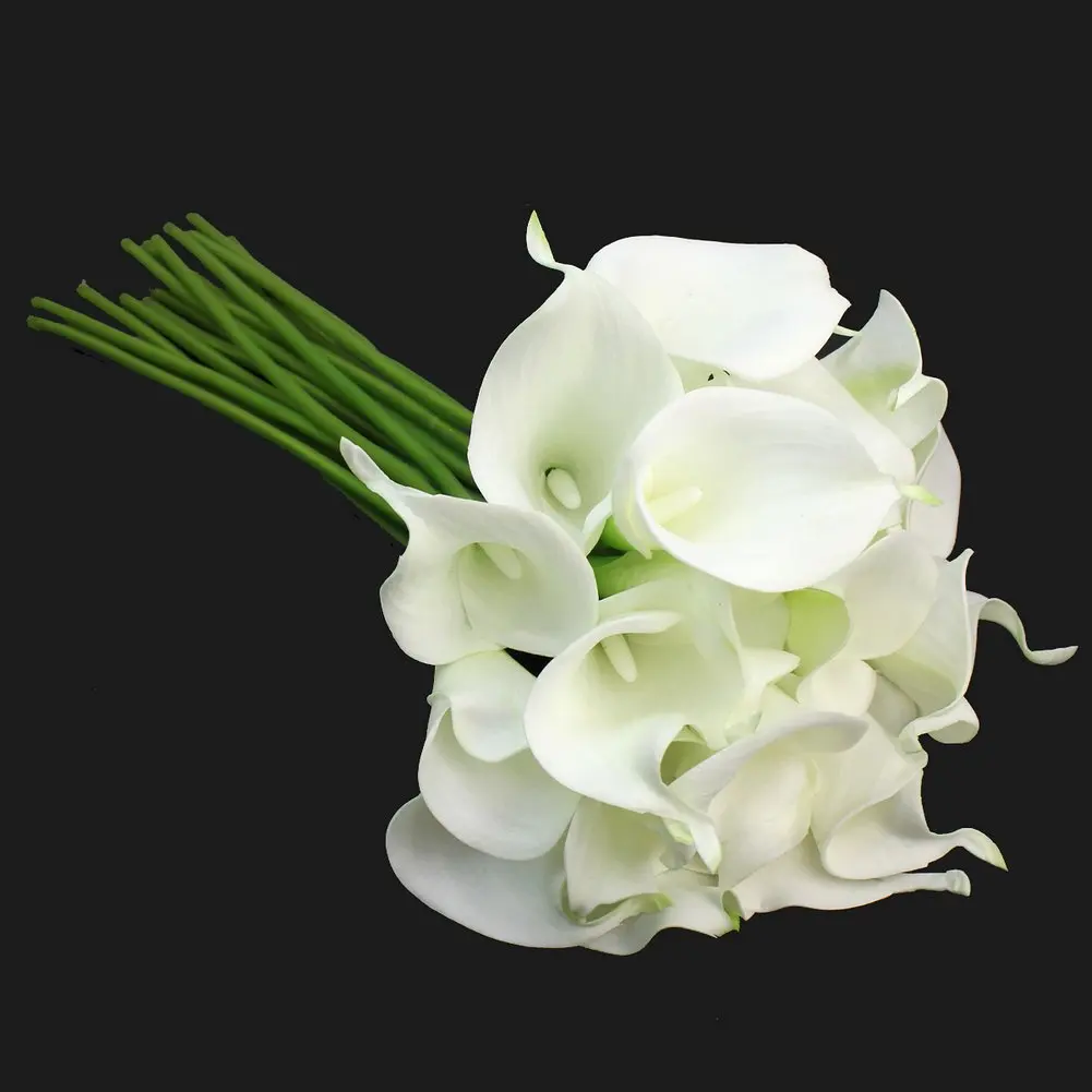 

HGHO-Calla Lily Bridal Wedding Party Decor Bouquet 20 heads Latex Touch Flower Bunch