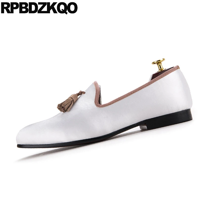 Personnalisé Marques White 47 Pour Chaussures De Grande Populaire Britannique Hommes Mocassins Européenne Satin Taille 46 Piste Italien Gland white Partie Style Gold Bal Blanc Brown kOwP8n0X