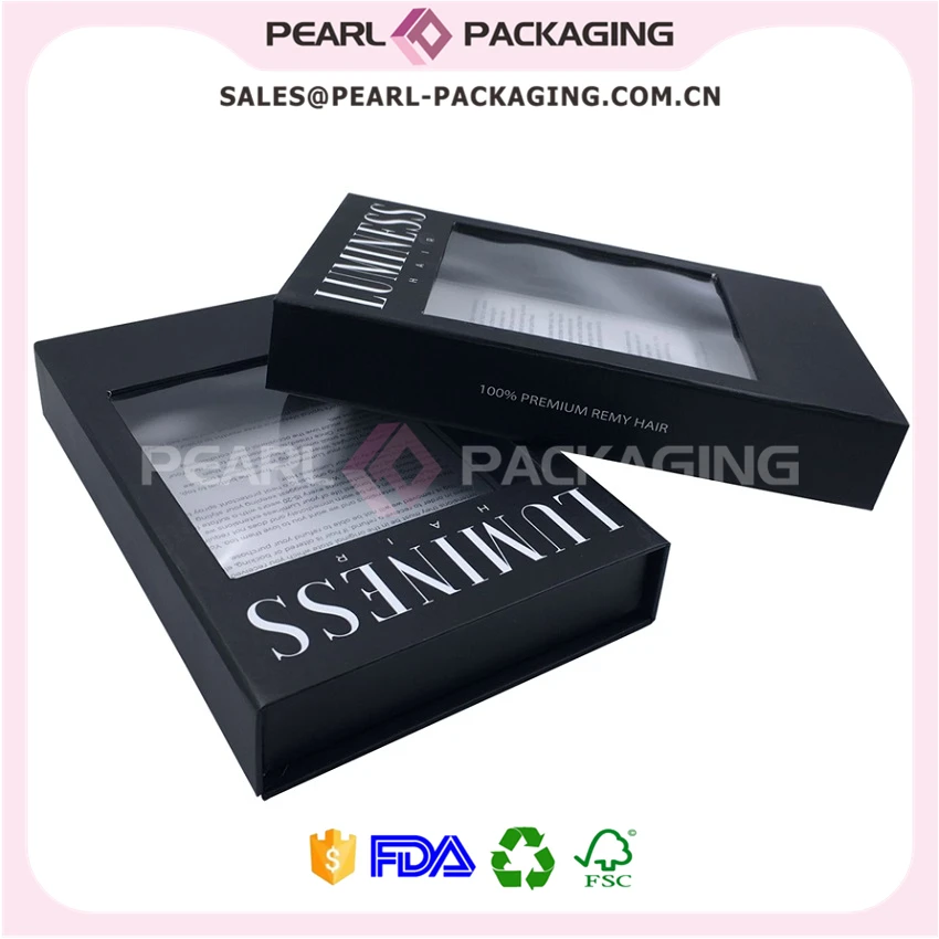 

Custom Matt Lamination Magnetic Clamshell Hair Extension Box with Window & Insert