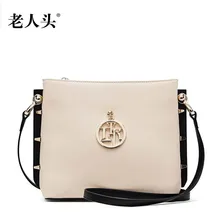 Famous brand top quality dermis women bag 2016 new fashion rivet shoulder Messenger Bag Small square package