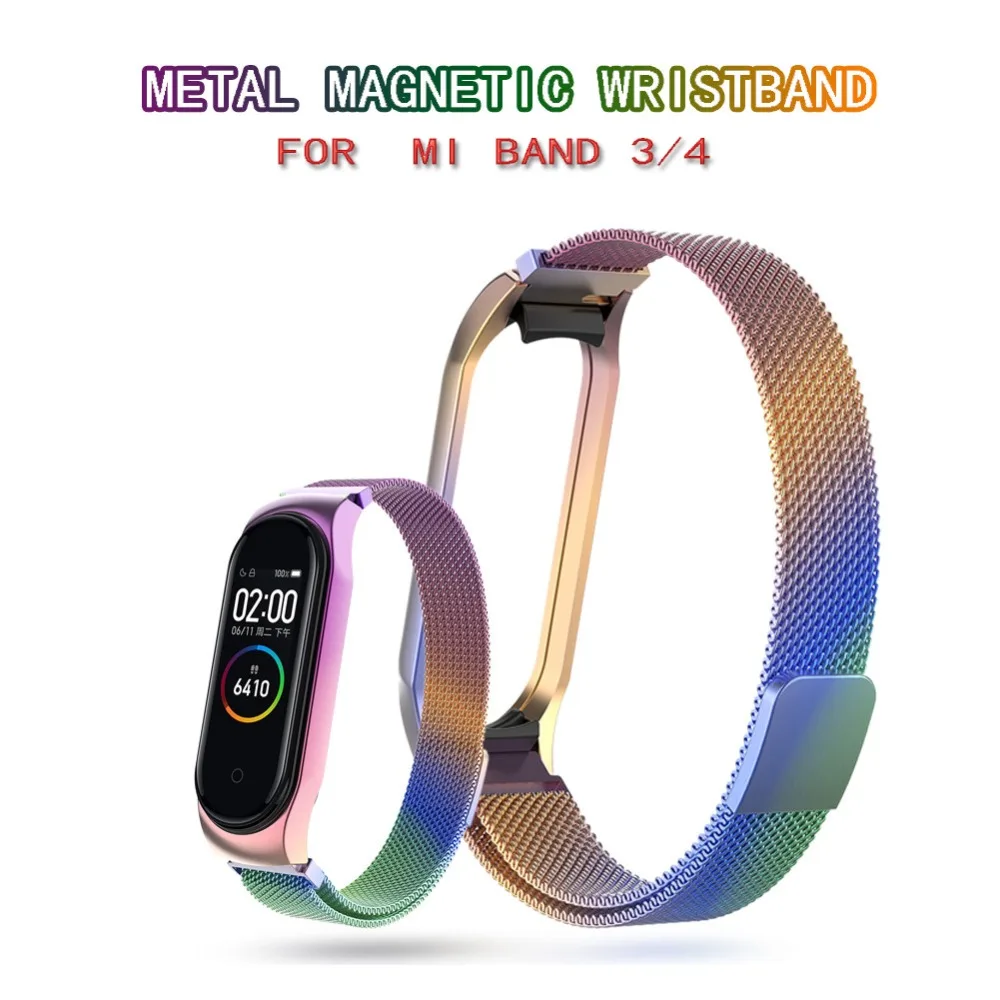 Milanese Magnet metal watch strap for xiaomi Mi band 3/4 band for xiaomi wristband replacement stainless steel bracelet miband 3