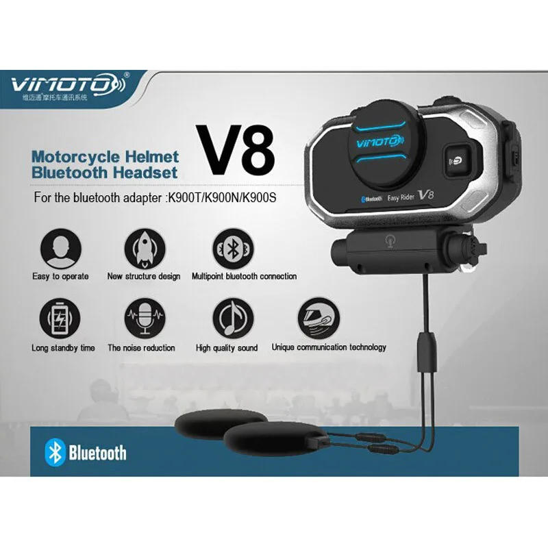 Цена Английский 850 мАч 2 шт. Vimoto V8 шлем Bluetooth домофон мотоцикл стерео BT гарнитура наушники для мобильного телефона font b gps b font 2 способ радио