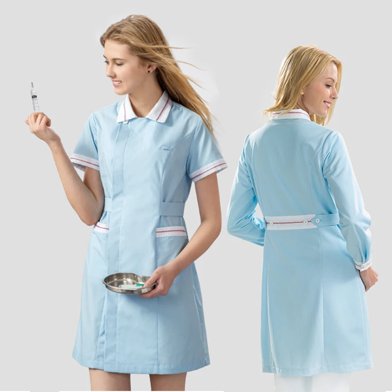 2018 professional Nurse's robe uniforms ladies long sleeved short ...