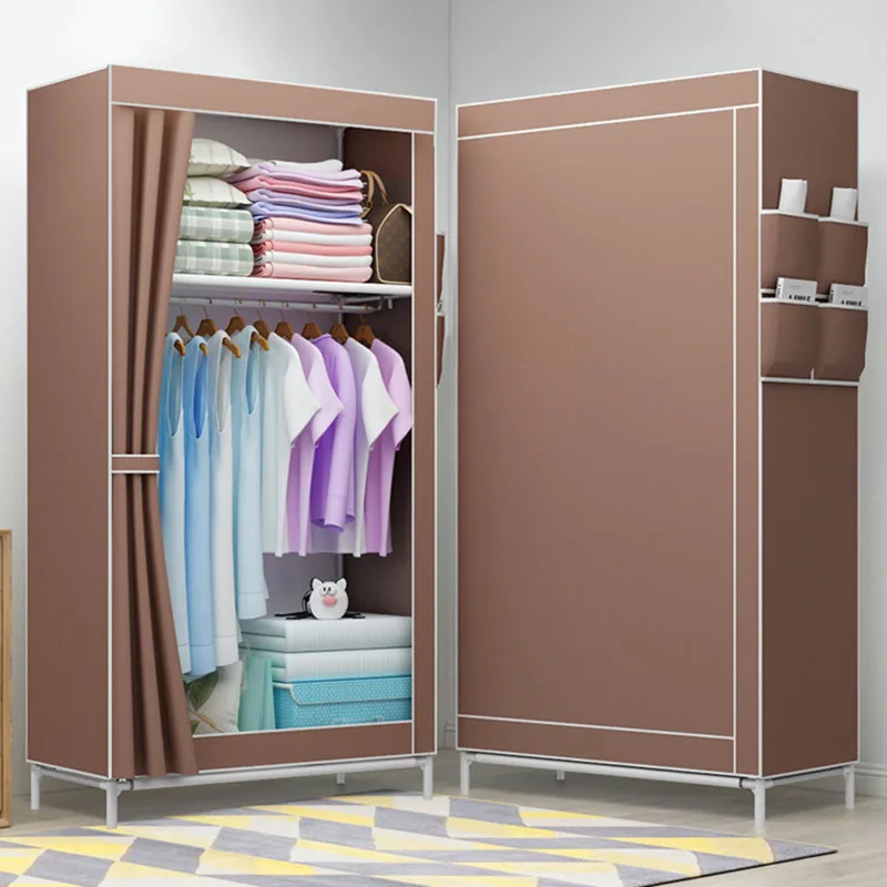 

Simple Folded Students Small Wardrobe Combination DIY Assembly Wardrobe Single Clothing Storage Cabinet Dustproof Cloth Closet
