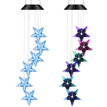 

1PC Solar Powered Wind Chime Waterproof Color Changing Sun/Star LED Wind Chime For Home Balcony Garden