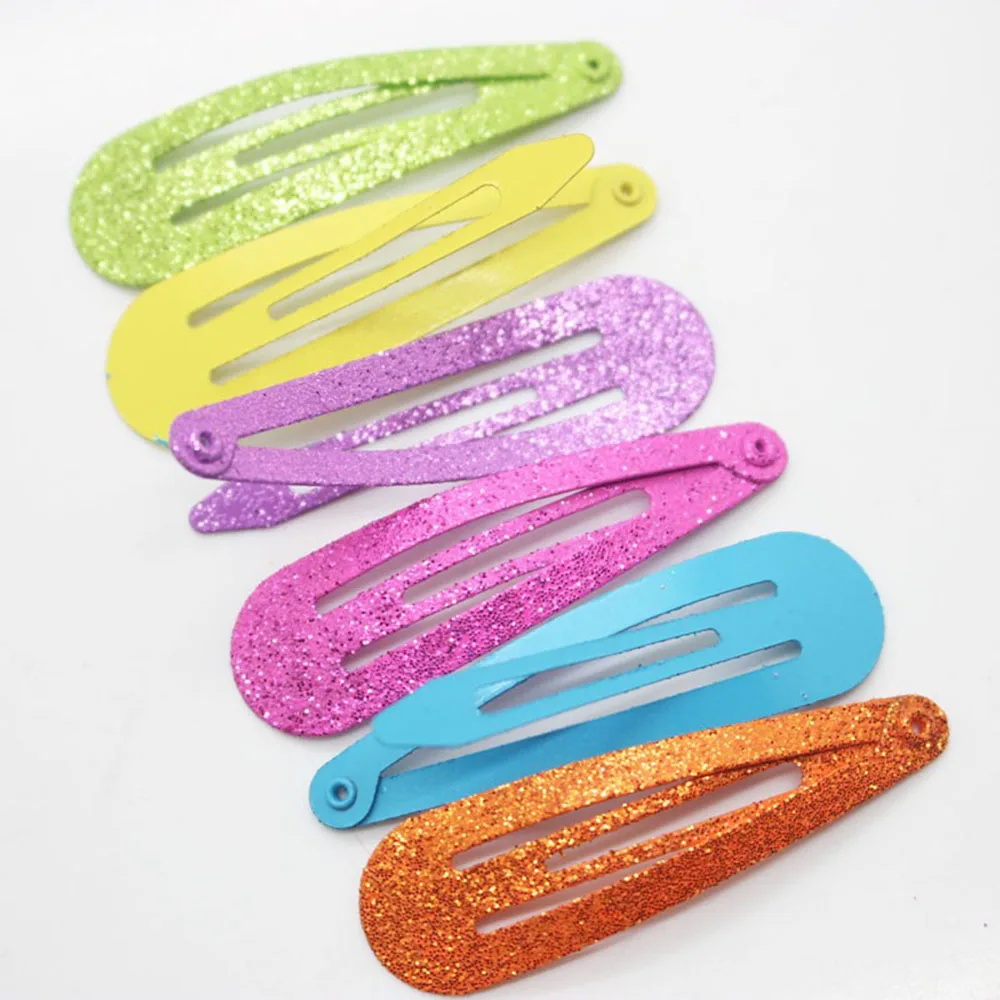 10/12pcs/lot Girls Glitter Hair Clips Hairpins Children Colorful Solid Metal Bobby Hairgrips Hairclip Barrette Hair Accessories