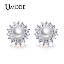 UMODE благородные серьги в форме синтетического жемчуга французские зажимные серьги-клипсы Semi Joias новые ювелирные изделия цвета розового золота Aretes UE0161A