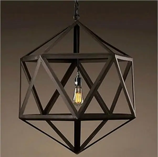 Dia.35cm Black Wrought Iron Loft Lamp Industrial Pendant Light Moroccan Rustic Vintage Light Fixtures