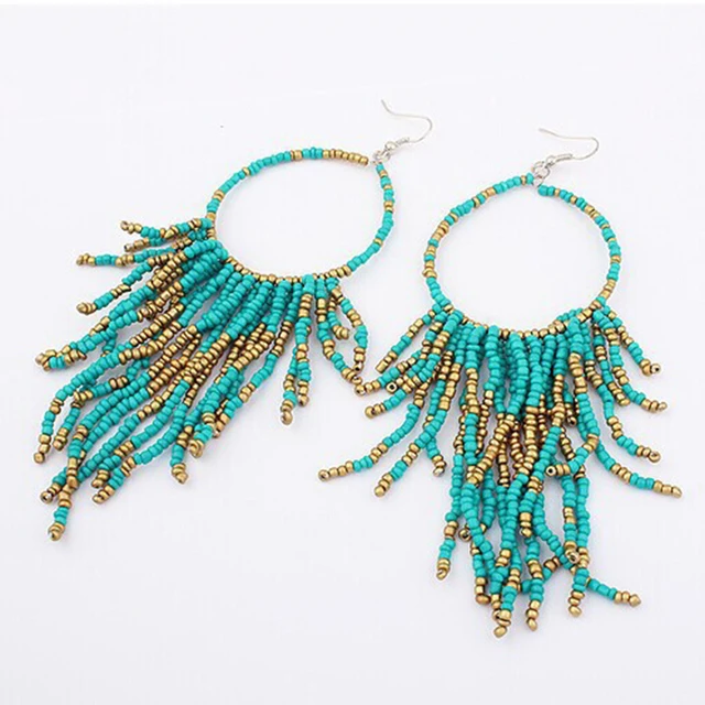 Vintage Bohemia Handmade Beaded Earrings Multilayer Tels Bead Vintage Bohemia Handmade Beaded Earrings Multilayer Tels Bead Dangle Fashion Femal Jewelry Special We886