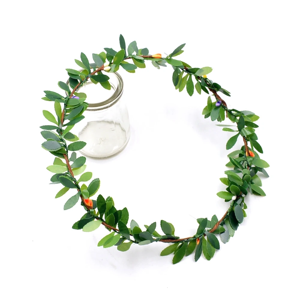 

2Pcs Green Garland Leaf Artificial Flowers Vine Rattan For Wedding Decoration Valentine's Day Friend Gift Crown Travel Wreath