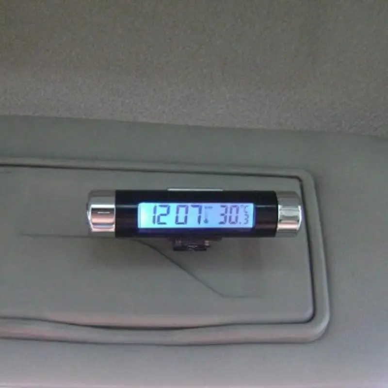 2 в 1 вентиляционное отверстие выход черные часы с подсветкой термометр цифровой время ЖК-дисплей Автомобиль Стайлинг Аксессуары