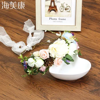 

Haimeikang Female's Boho Flower Crown Korean Bride Headdress Vines Women Rattan Headband Wreath Party Hair Accessories