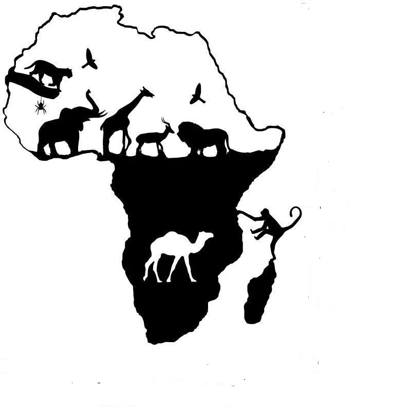

African Wall Decal Africa Animals Safari Elephant Giraffe Mural Wall Sticker Animal Map Wall Sticker Bedroom Home decoration
