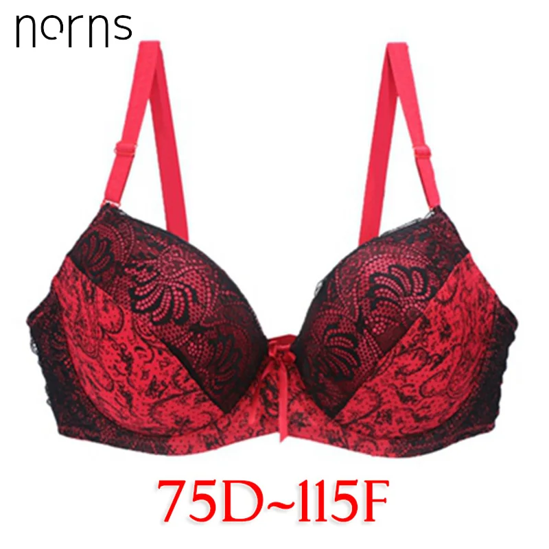 

Norns sexy women's bra lace plus size Bras Bra cups push up red lingerie 34 36 38 40 42 44 46 48 50 brassiere underwear set