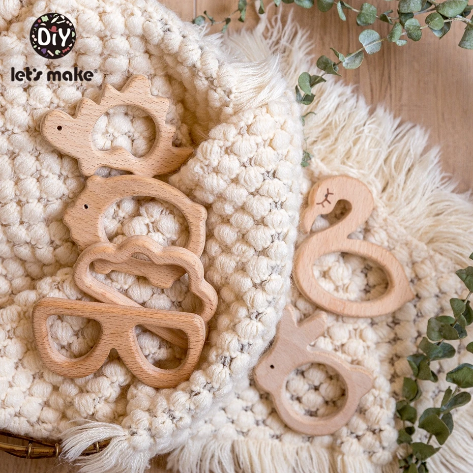 Let's Make Teething Ring Personal Toy 20pc Bunny Rabbit Baby Teether Waldorf Toy Wooden Teether Engraved Eco Friendly Charms