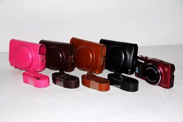 Di Cuoio Della Macchina Fotografica Sacchetto Della Copertura Della Cassa Della Cinghia A Tracolla Per Canon Sx700 Hs Sx710 Hs Sx720Hs Sx730Hs Cassa D