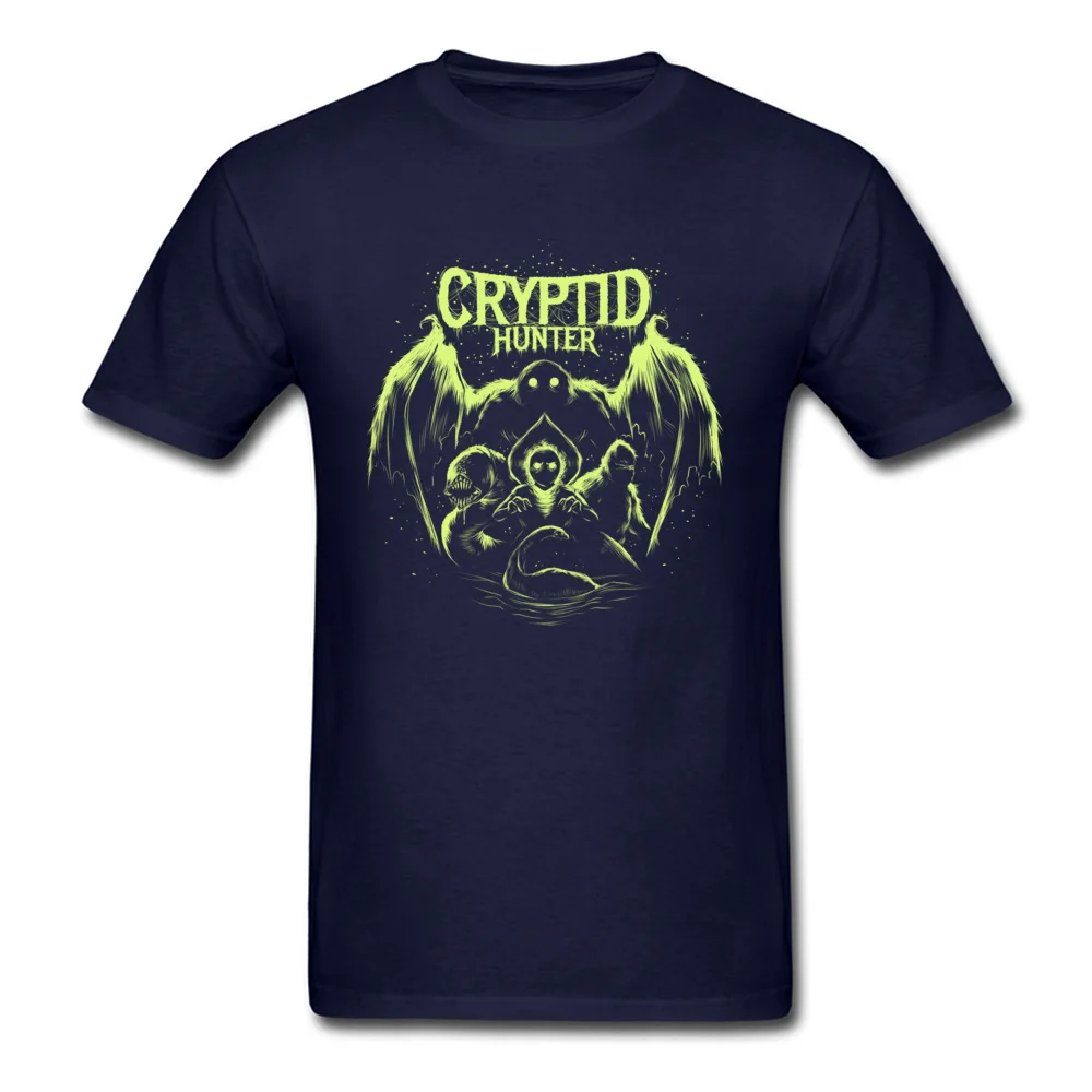Cryptid Hunter Summer/Fall Cotton Round Collar Tops & Tees Short Sleeve Casual T Shirt Designer Casual T-shirts Cryptid Hunter navy