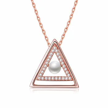 

S925 Korean Triangle Pearl Sterling Silver Necklace Gold Silver Chain Star Choker Necklace Collia Kolye Bijoux Collares Mujer