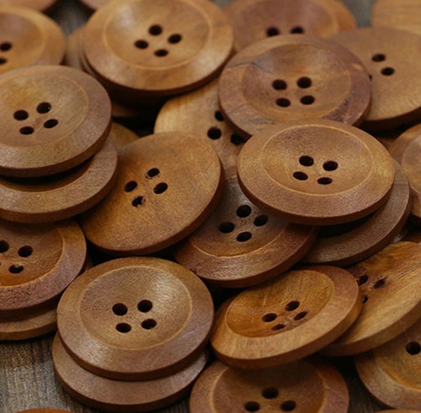 

50 Pcs Wooden 4 Holes Round Wood Sewing Buttons DIY Craft Scrapbooking 25mm