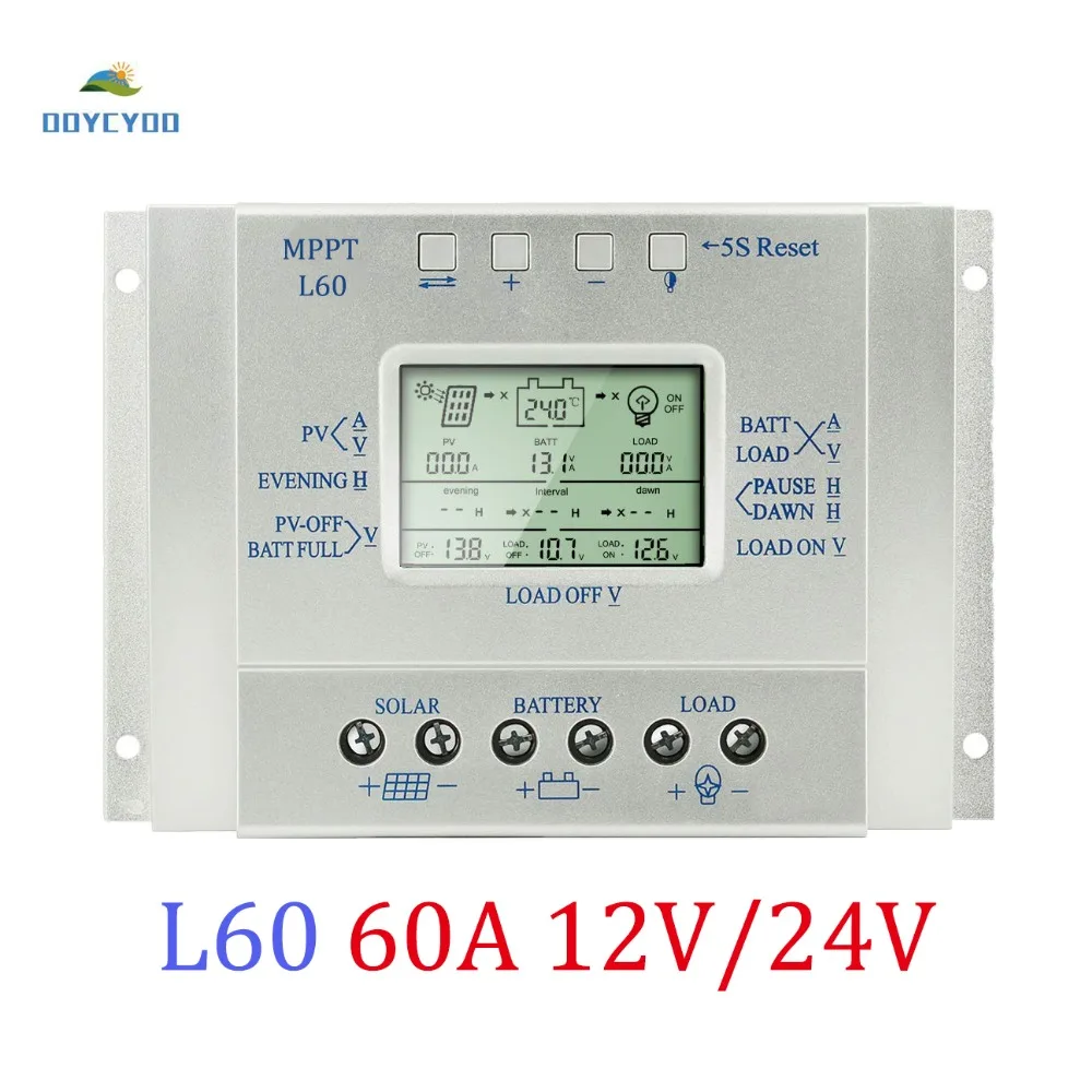 

OOYCYOO 60A 12V 24V Solar Panel Regulator LCD MPPT Charge Controller 3 Timer & USB