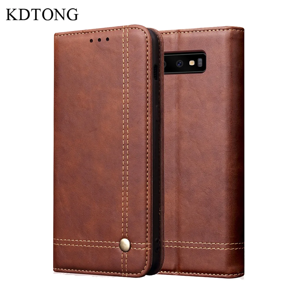 

Phone Case sFor Samsung Galaxy S10E S10 Plus Case Luxury Vintage Flip PU Leather Wallet Card Cover For Galaxy S10 Case Cover