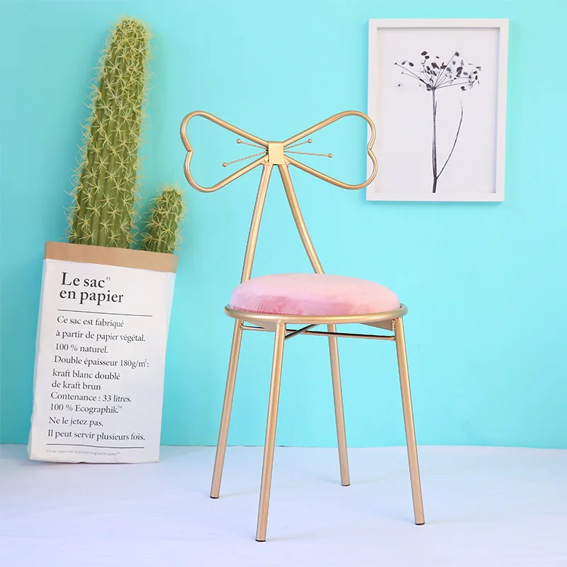 15%Modern minimalist dining room chair princess girl heart dressing table chair Nordic back net red makeup chair European chair