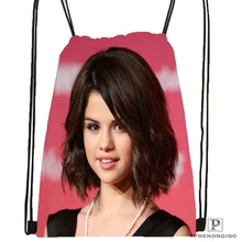 Custom Selena Gomez Cleavage Drawstring Backpack Bag Cute Daypack Kids Satchel (Black Back) 31x40cm#180531-03-56