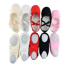 Детская Балетная обувь; парусиновые балетные танцевальные Тапочки с раздельной подошвой для девочек; Детские балетки для занятий танцами