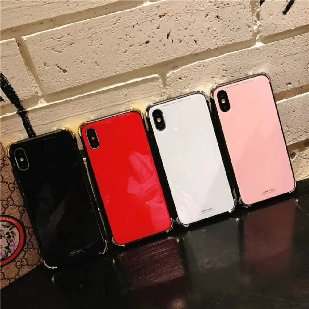 Роскошные антидетонационных чехол для iphone 6 7 8 Plus X чистый цвет стекла Телефон 10 6s