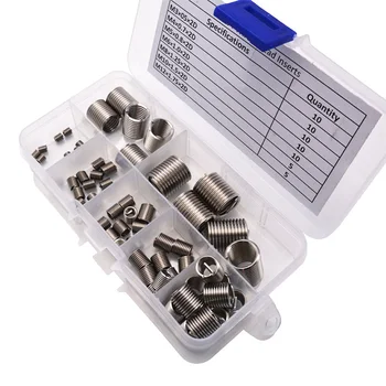 

60pcs/Lot Screw Thread Insert M3 M4 M5 M6 M8 M10 M12 Stainless Steel Sleeve Connector Tube Kit Fasteners Repair Tools Kit