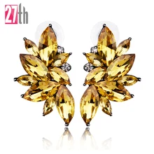 Opal Stone Stud Earrings Christmas Party 2016 Brand New Elegant Crystal Earrings For Women Trendy Gold Plated Women Earrings