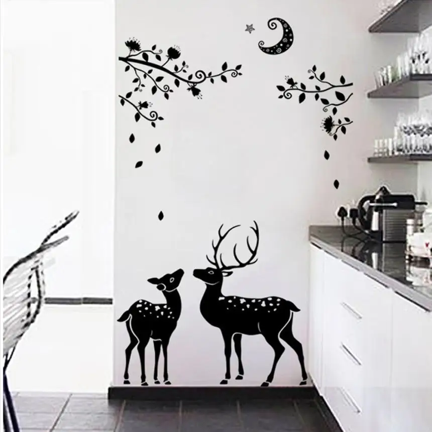 Home Decor Moonless Deer Silhouettes Christmas Decoration Decal Window Stickers Home Decor wall sticker Home Deco mirror AU6 Home Decor Moonless Deer Silhouettes Christmas Decoration Decal Window Stickers Home Decor wall sticker Home Deco mirror AU6