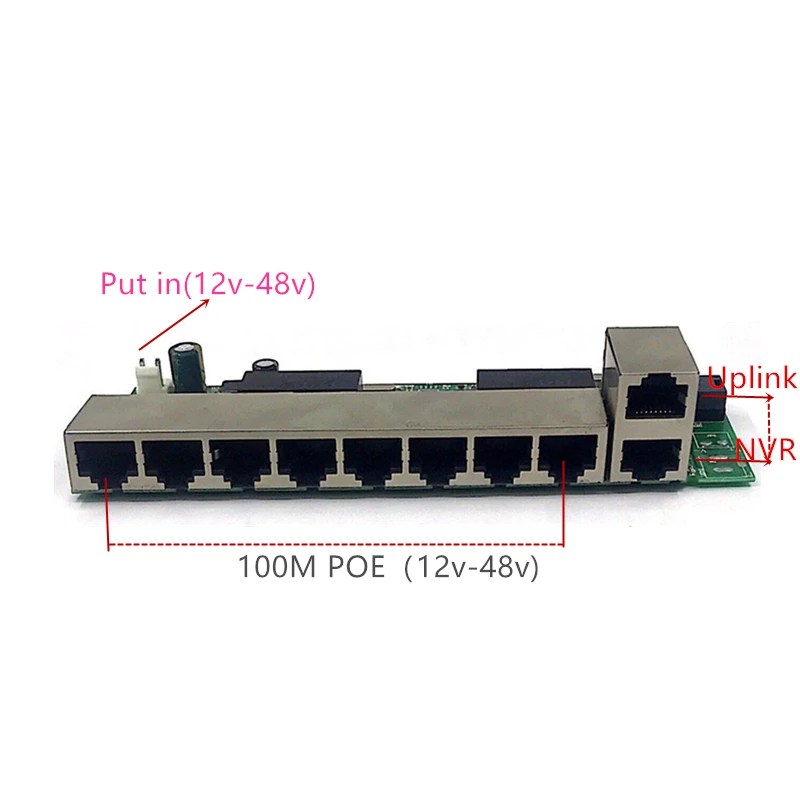 ANDDEAR-48 в 8-портовый гигабитный Неуправляемый коммутатор poe 8*100 Мбит/с POE poort; 2*100 Мбит/с UP Link poort; poe powered switch NVR