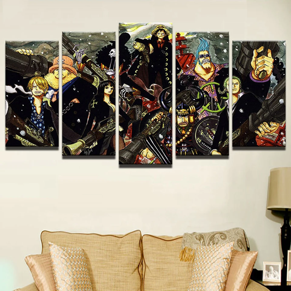 HD Wall Art Modern Canvas Pictures Printed 5 Panel ONE PIECE Anime