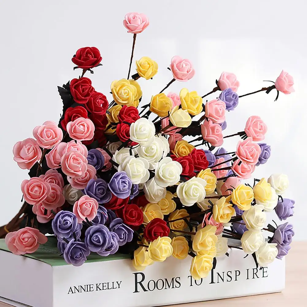 Artificial Fake Rose 15 Flowers Decorative Lifelike Flower Blossom