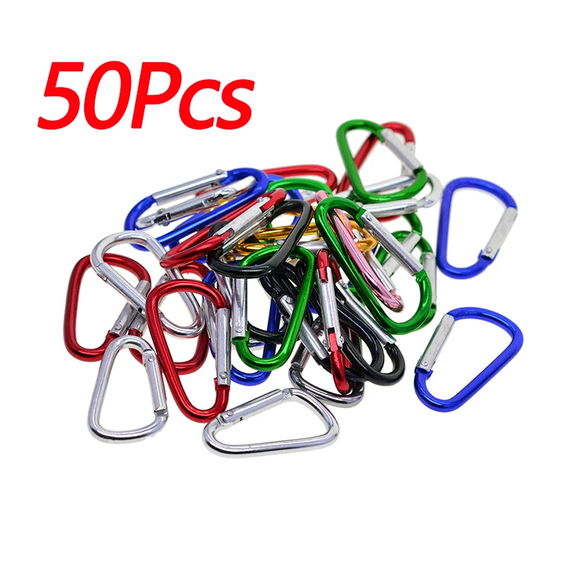 

50/100 pcs Silver / Black Aluminum Carabiner Spring Belt Clip Key Chain quickly and securely attached