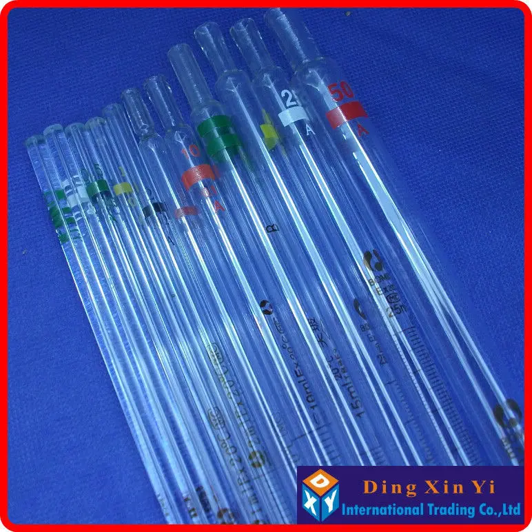 (10 pieces/lot)25ml glass burette,graduated pipette, resolution 0.1ml