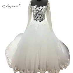Leeymon Настоящее Элегантный Кружева Одежда с длинным рукавом пикантное свадебное платье 2019 Модное бальное платье романтическое платье