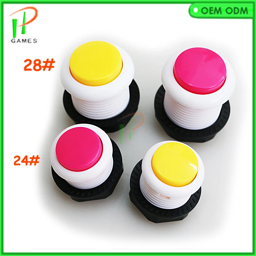 

Free shipping 28mm&24mm 2 Pins Momentary Push Button Jamma Mane Arcade Game Machine Parts