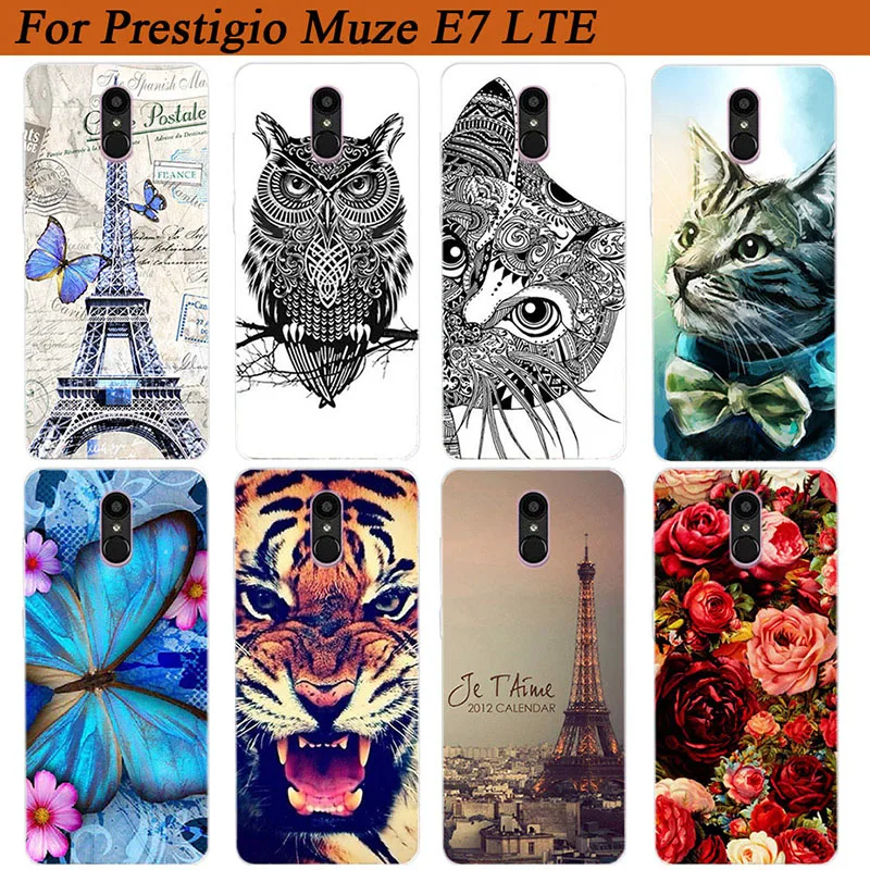 Для Prestigio muze E7 Lte чехол Wolf Тигр филин Роза окрашенный Мягкий ТПУ для PSP7512 DUO 5