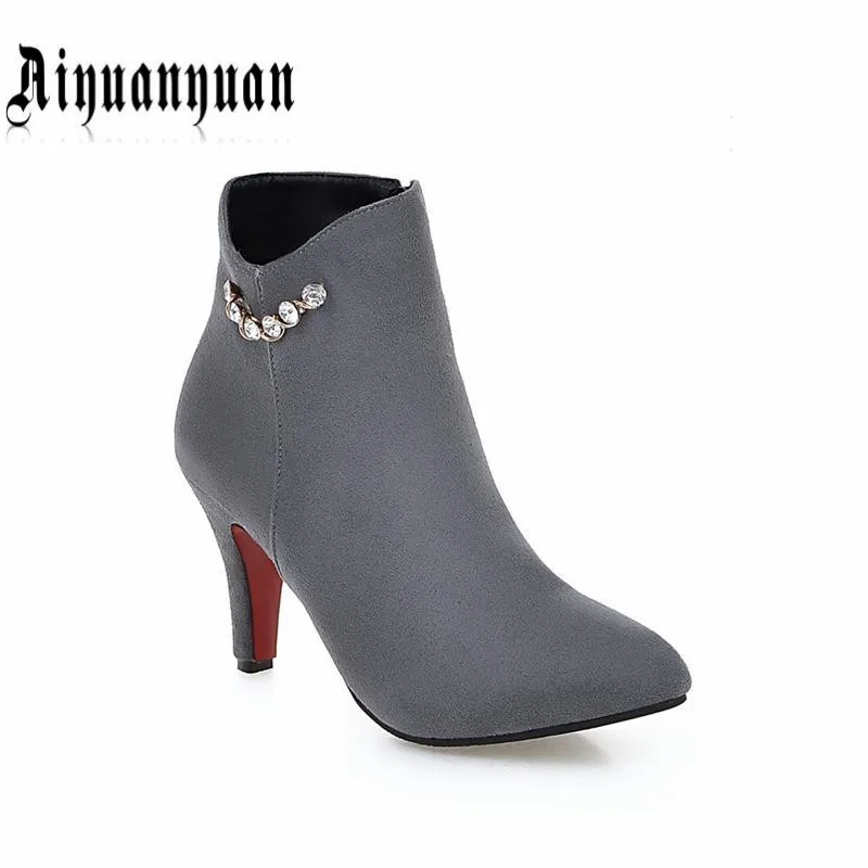 

2017 PLUS EUR size to 39 40 41 42 43 44 45 46 47 48 new arrival LADY SHOES rhinestone design zipper women PU ankle boots