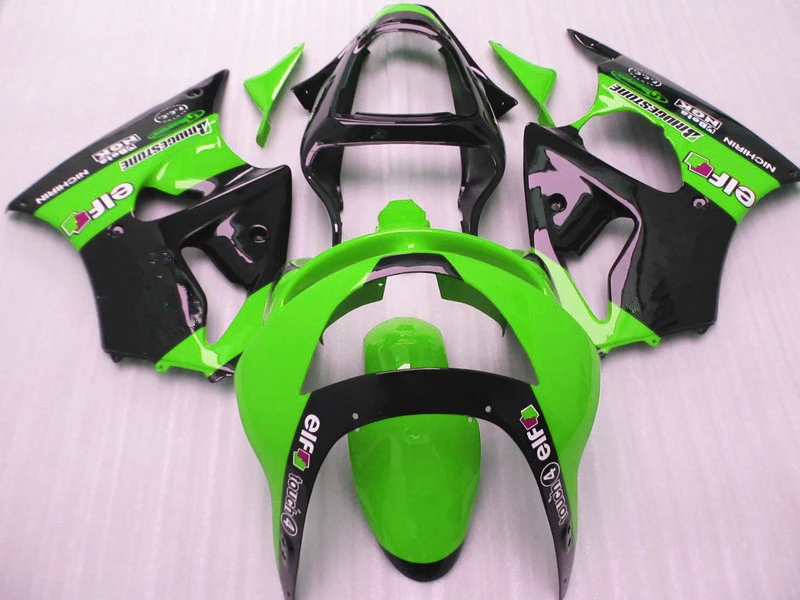 Комплект обтекателей из АБС пластика для Kawasaki ZX6R 1998 1999 Зеленые Черные запасные