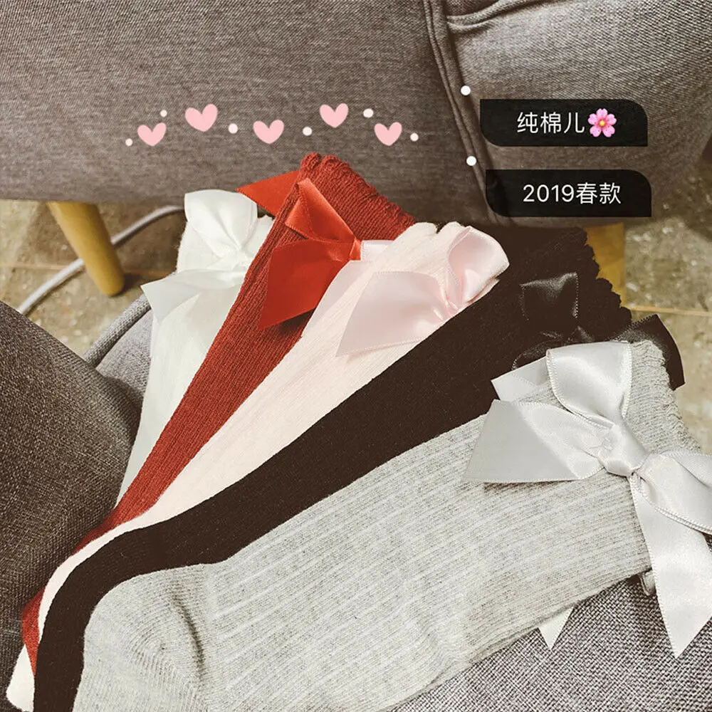 

NEW Kids Girls Hosiery Casual Breathable Solid Cotton Socks Thermal Socks