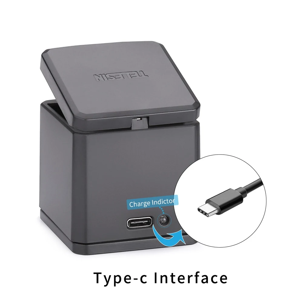 Зарядное устройство TELESIN для Gopro Hero 6 5 3 way с портами кабелем USB Type C зарядная док