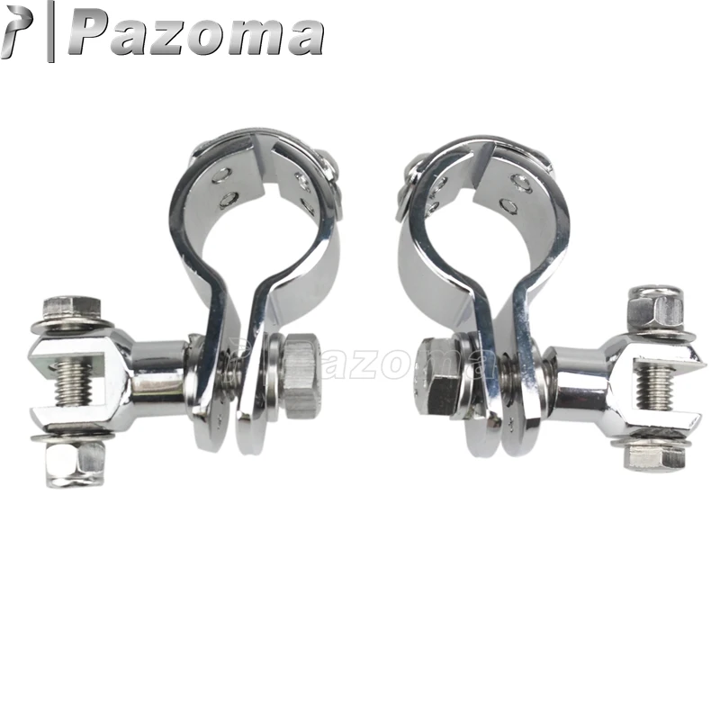 PAZOMA 1 1/2&quot Motorbike Engine Guard Highway Footpeg Clamps Chrome Foot Rests Mounts for Harley 32mm 38mm 28mm 1/4&quot | Автомобили и